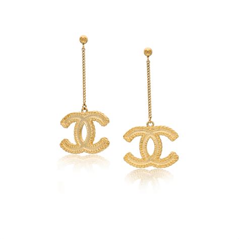 chanel cc drop earrings gold